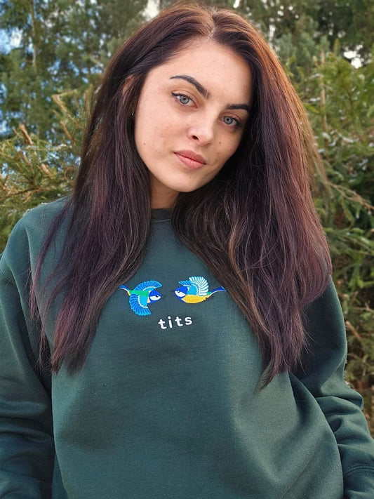 Embroidered Blue Tits Unisex Sweatshirt