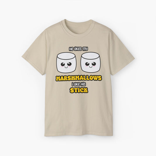 He likes my marshmallows, i like his stick Unisex camping Tee