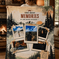 Memory Collage Sherpa Blanket — "The Best Memories" Personalized Cozy Throw