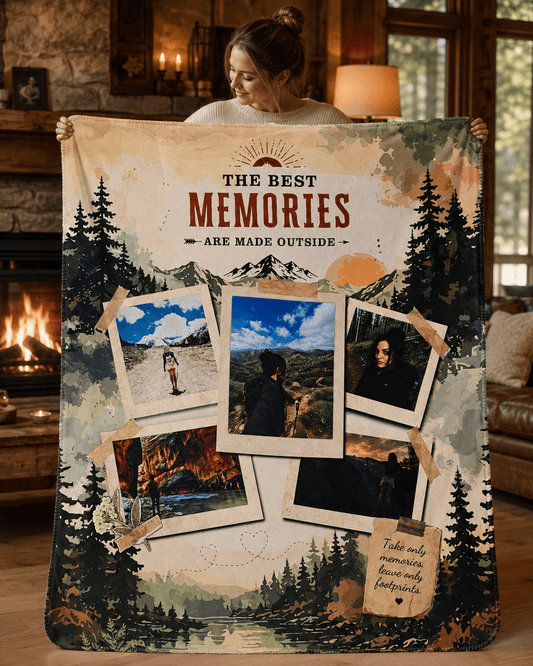 Memory Collage Sherpa Blanket — "The Best Memories" Personalized Cozy Throw