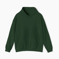 Front view of a plain green hoodie on a plain background.