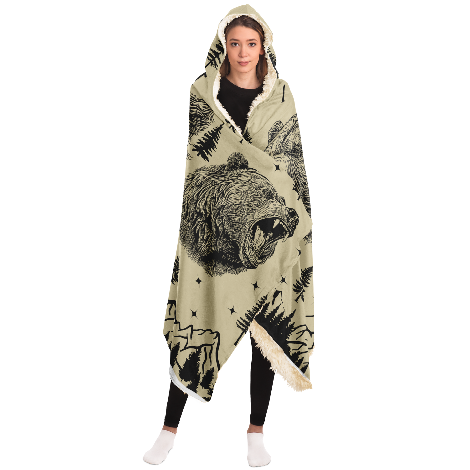 Bear Wilderness Hooded Blanket