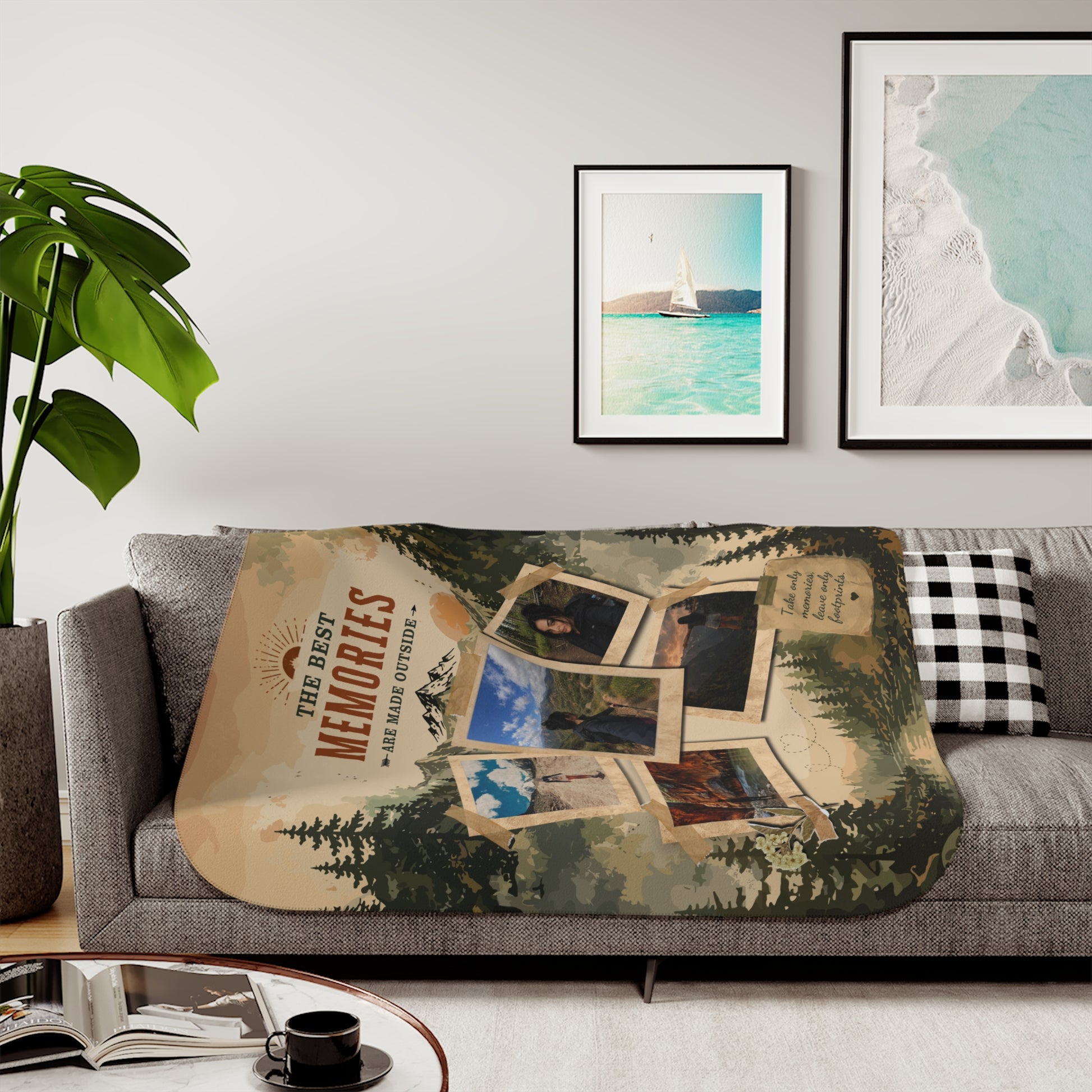 Memory Collage Sherpa Blanket — "The Best Memories" Personalized Cozy Throw