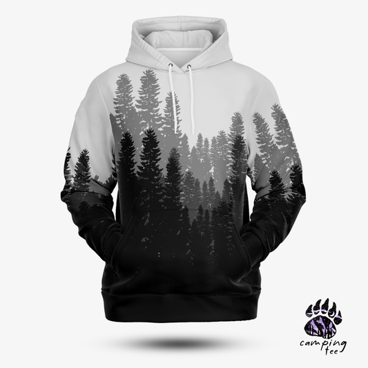 Unisex 3D Forest Silhouette Hoodie for campers