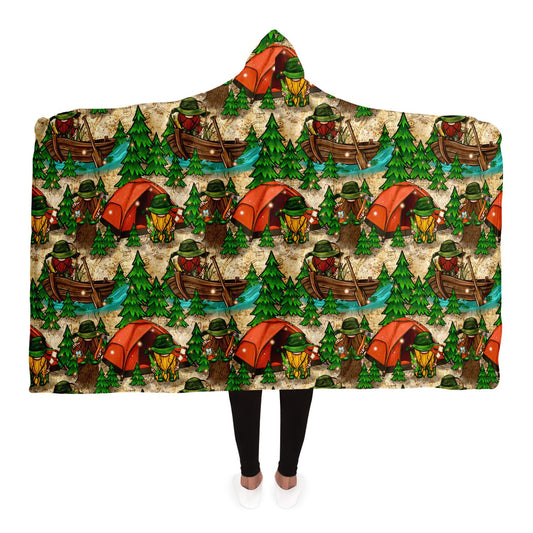 Gnomes and Tents Hooded Blanket