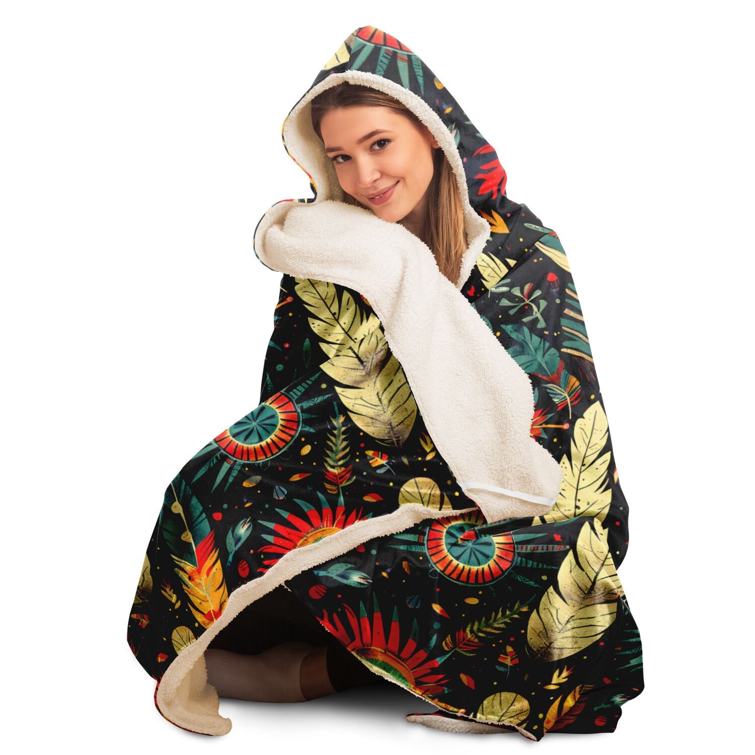 Tribal Pattern Camping Hooded Blanket