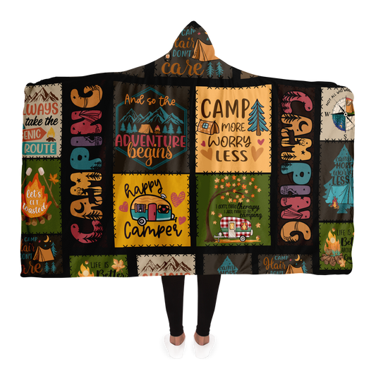 Camping Hooded Blanket Black Background