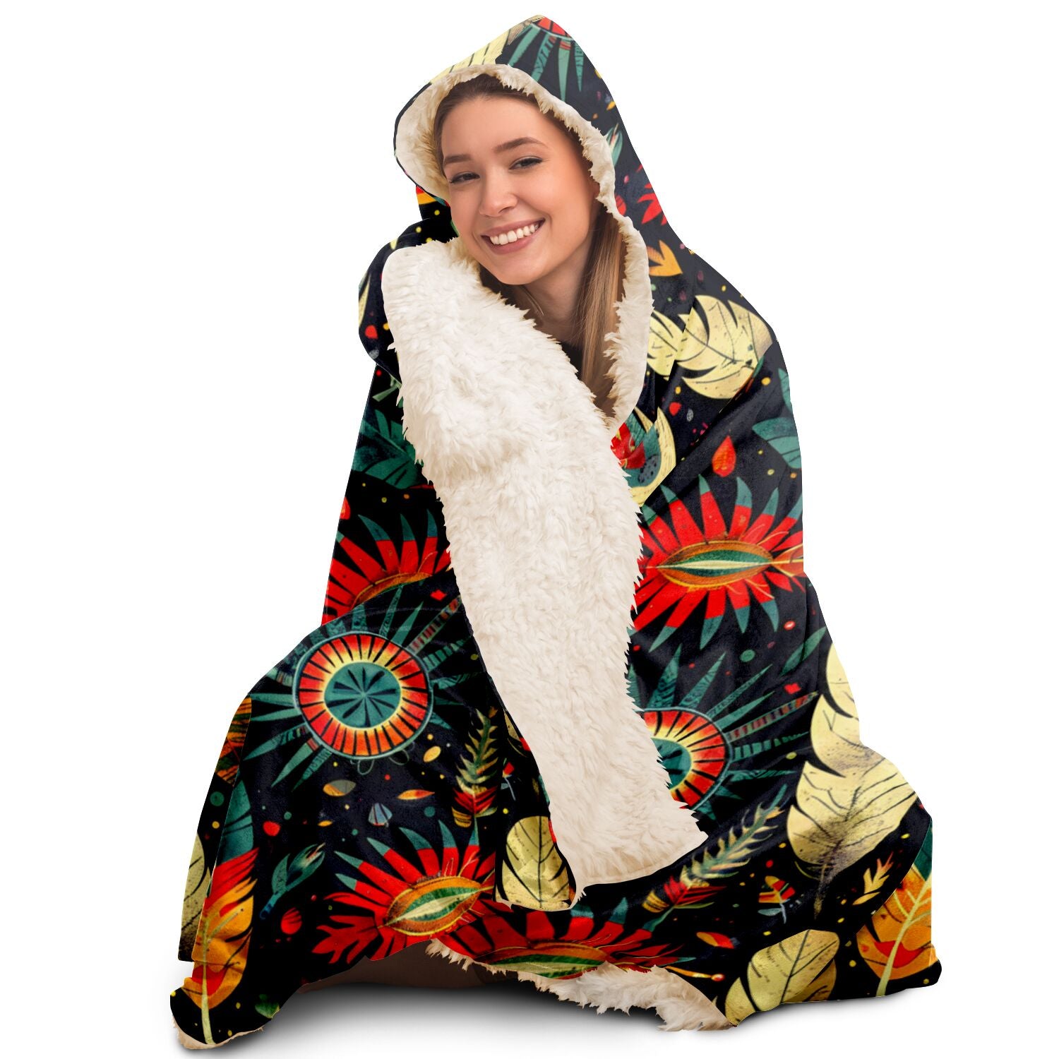 Tribal Pattern Camping Hooded Blanket